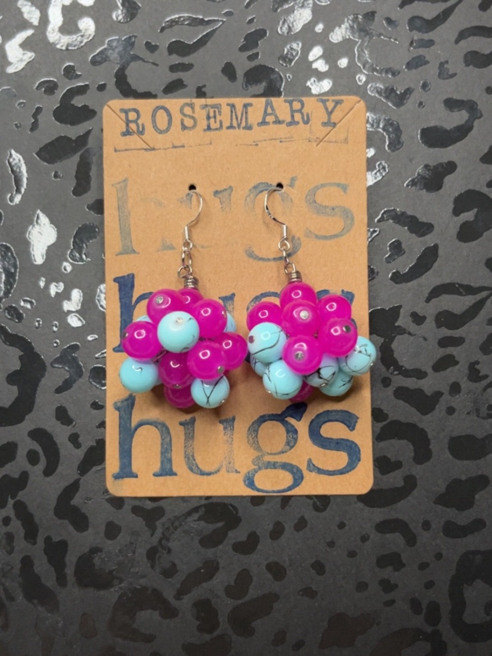Rosemary Pink & Turquoise Beaded Cluster Earrings